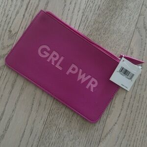 NWT Pink GRL PWR zippered Clutch/Case
